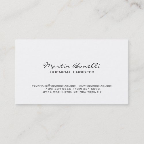 Unique White Chemical Engineer Business Card