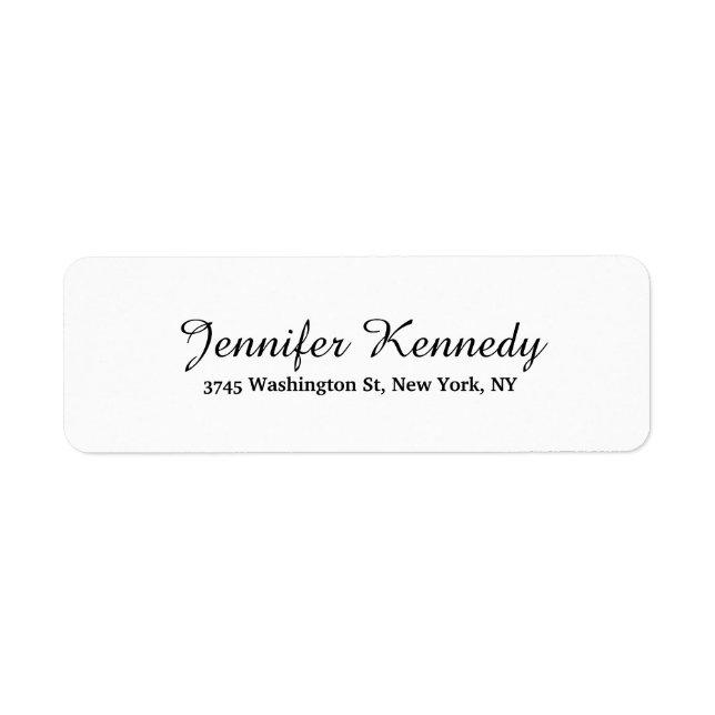 Unique White Classical Script Creative Plain Label (Front)