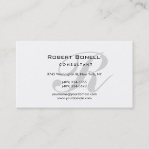 Unique White Gray Monogram Business Card
