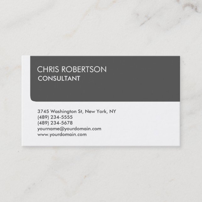 Unique White Grey Stripe Attractive Business Card (Front)