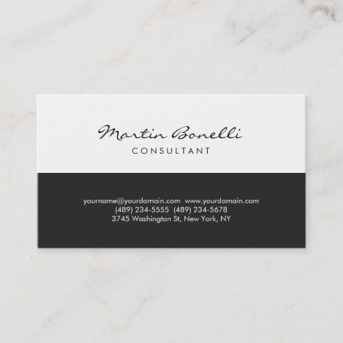 Unique White Minimalist Consultant Business Card