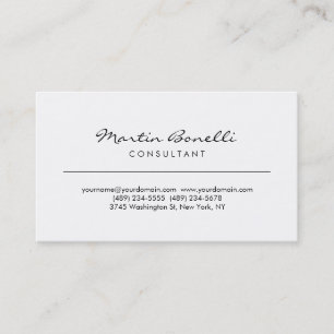 Unique White Minimalist Consultant Business Card