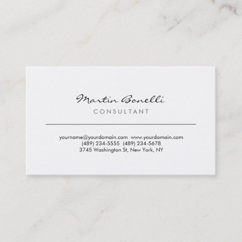 Unique White Minimalist Consultant Business Card