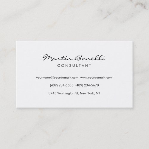 Unique White Minimalist Consultant Business Card