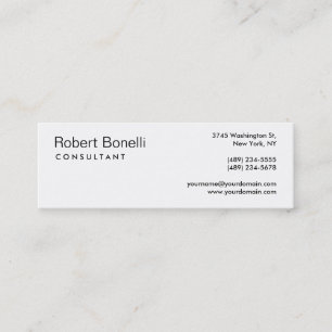 Unique White Modern Consultant Slim Business Card
