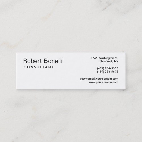 Unique White Modern Consultant Slim Business Card
