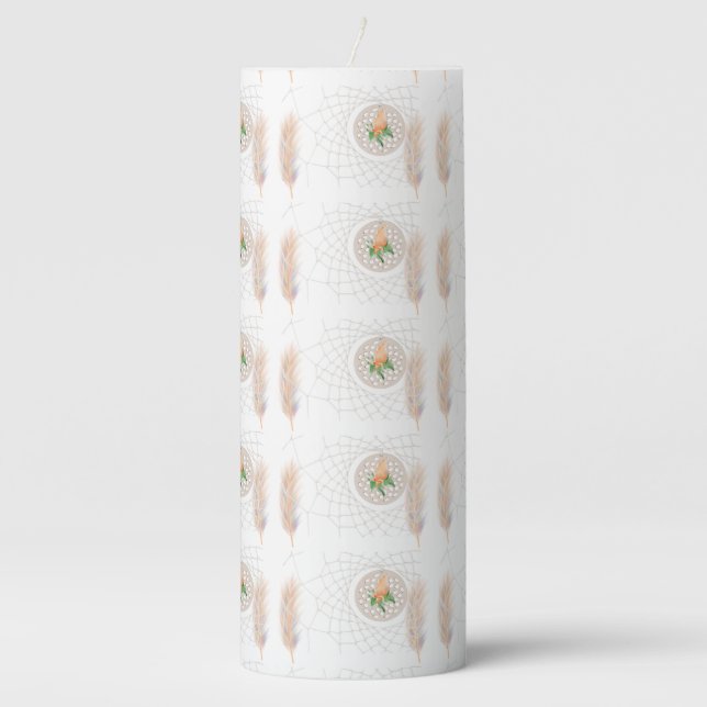 Unique white Pillar candle  (Front)