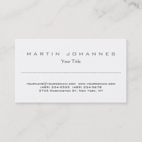 Unique white plain professional business card