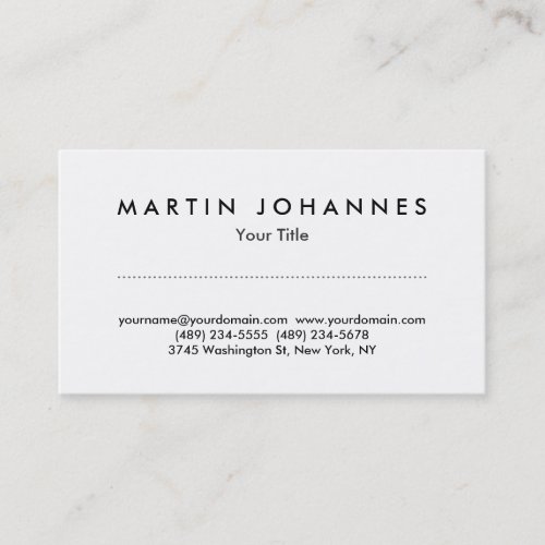 Unique white professional business card