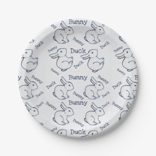 Unique White Rabbit Duck Illusion Drawing Easter Paper Plates