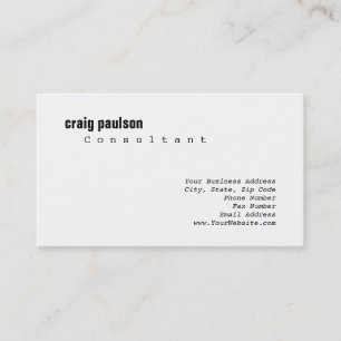 Unique White Simple Trendy Cute Plain Consultant Business Card