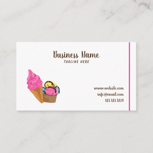 Unique White Sweet Ice Cream Cup Confectionery Business Card