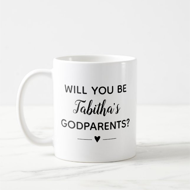 Unique Will You Be Godparents Proposal Coffee Mug (Left)