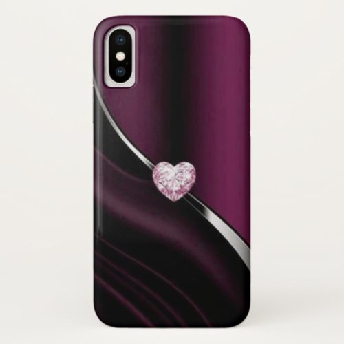 Unique wine colour design with pink heart iPhone x case