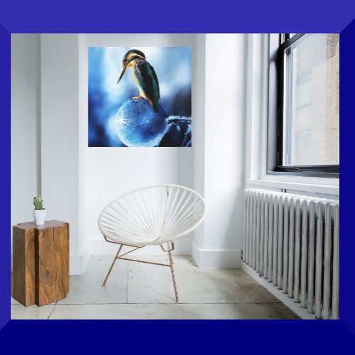 Unique Winter Kingfisher On Frozen Bubble Canvas Print