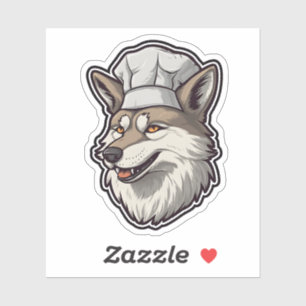 Unique Wolf Chef Adorable Animal Graphic Sticker