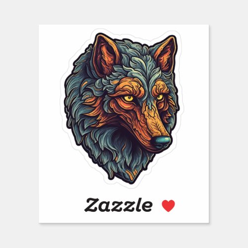 Unique Wolf Head Graphic Awesome Animal  Sticker
