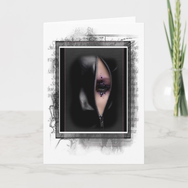 Unique Woman in Zipper Grunge Greeting Card (Front)