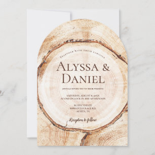 Unique Wood Barn Tree bark Rustic Wedding Custom Invitation