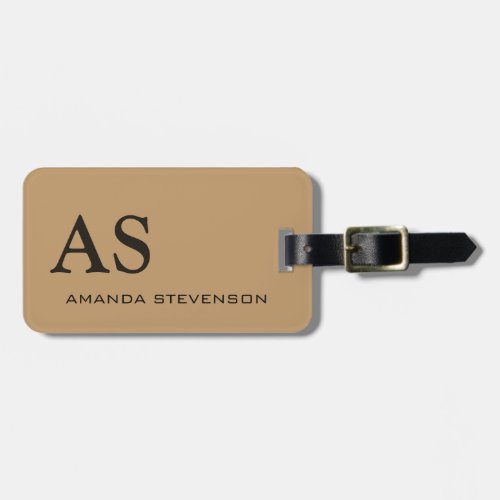 Unique Wood Brown Color Monogram Luggage Tag