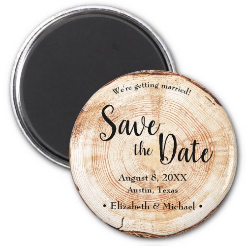 Unique Wood Grain Rustic Wedding Save the date Magnet