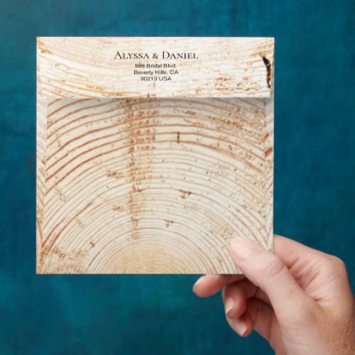 Unique Wood grain tree ring Custom address Envelope