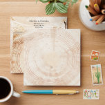 Unique Wood grain tree ring Custom address Envelope<br><div class="desc">*Note: Because of the printed wood graphic on the front check with your postal service if it meets their mailing requirements. Add a touch of natural beauty to your wedding stationery with this Wood Grain Tree Ring Lining Custom Address Envelope. Personalize the outer envelope with your names and return address...</div>