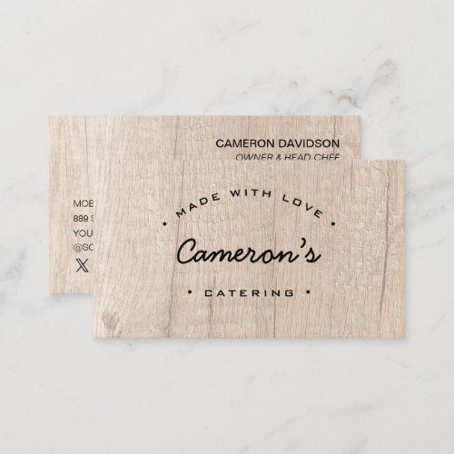 Unique Wood Style Customizable Catering Business  Business Card