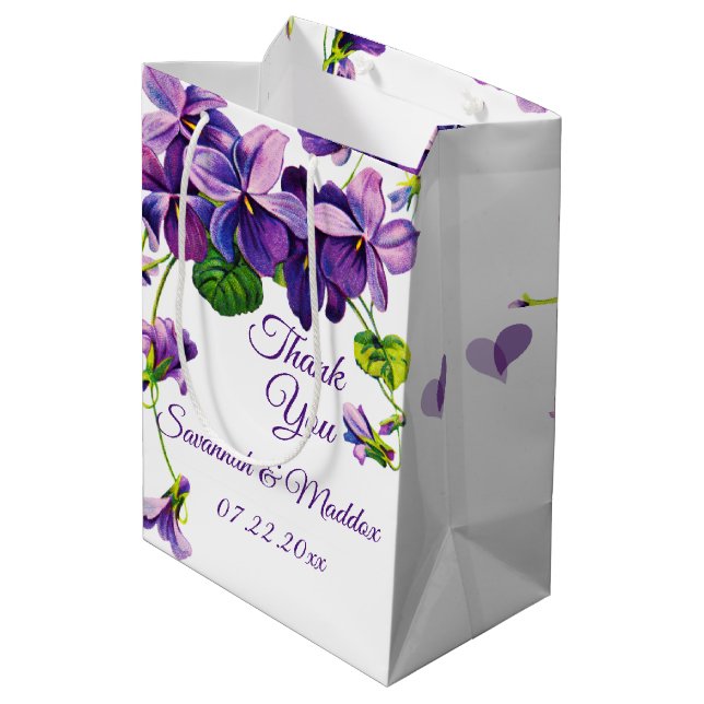Unique Wooden Arbor Beach Flowers Wedding Medium Gift Bag (Back Angled)