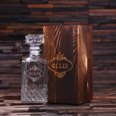 Unique Wooden Gift Box and Whiskey Decanter (Front)