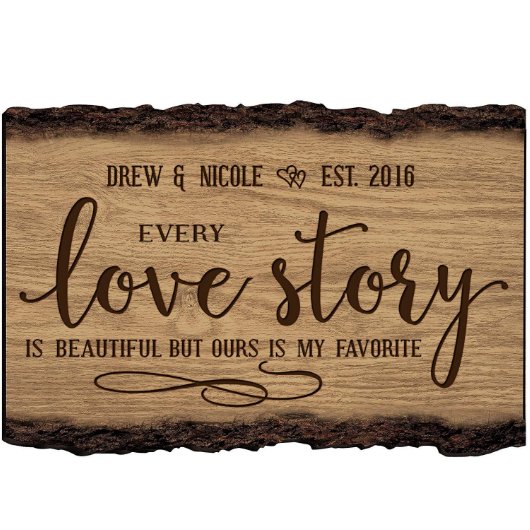 Unique Wooden Housewarming Family Name Sign (Front)