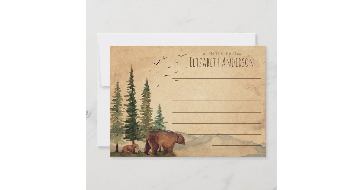 Bear Locker Note Unique Woodland Bear Note Card | Zazzle