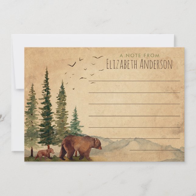 Unique Woodland Bear Note Card (Front)