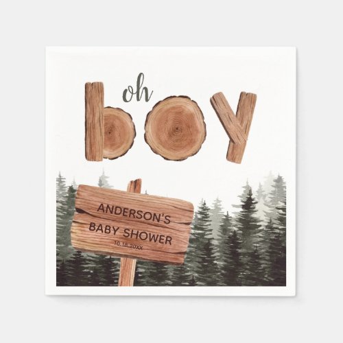 Unique Woodland Oh Boy - Watercolor Baby Shower 