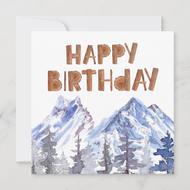 Unique Woodland Winter Forest "Happy Birthday"  Card (Front)