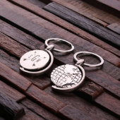 Unique World Globe Stainless Steel Keychain (Top)