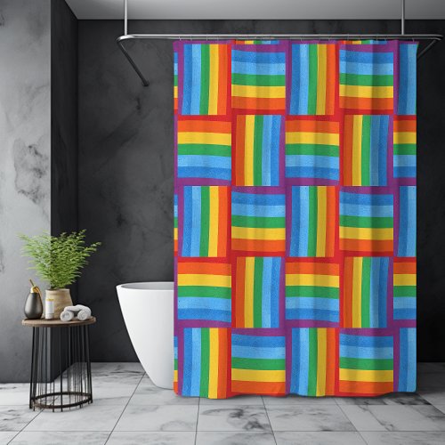 Unique Woven Pride Flag Designer LGBTQ Shower Curtain