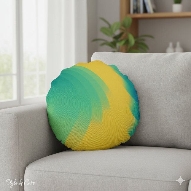 Unique Yellow Abstract Design Round Pillow (Unique Yellow Abstract Design Round Pillow)