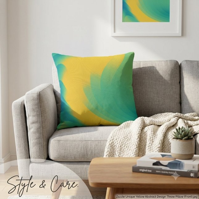 Unique Yellow Abstract Design Throw Pillow (Unique Yellow Abstract Design Throw Pillow)