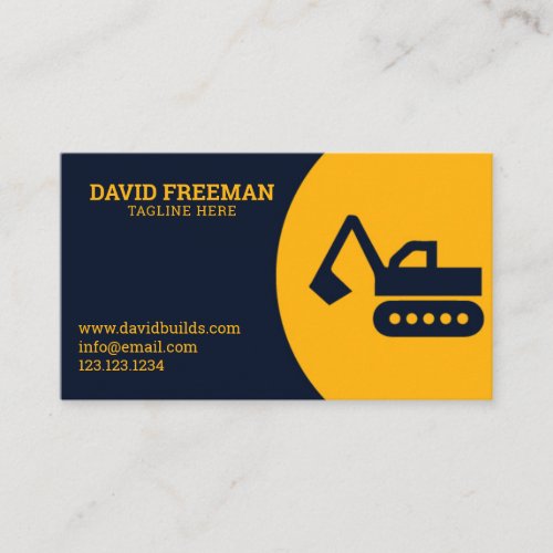 Unique Yellow and Blue Excavator Construction Business Card
