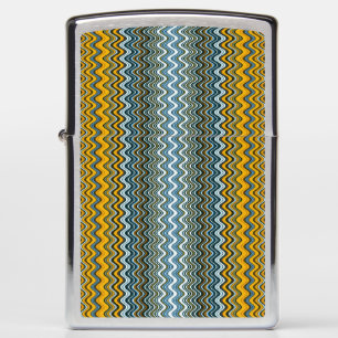 Unique Yellow and Blue Wavy Stripes Zippo Lighter