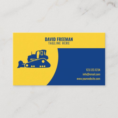 Unique Yellow  Blue Construction Bulldozer Business Card