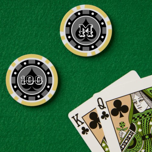 Unique yellow casino poker chips for gambling game