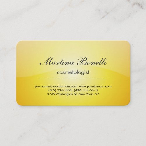 Unique yellow cosmetologist business card