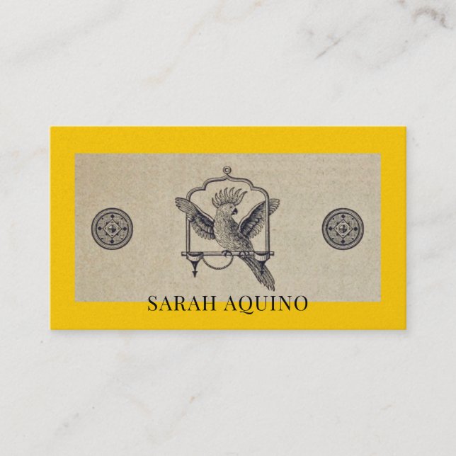 Unique Yellow Gold Bird  Business Card (Front)