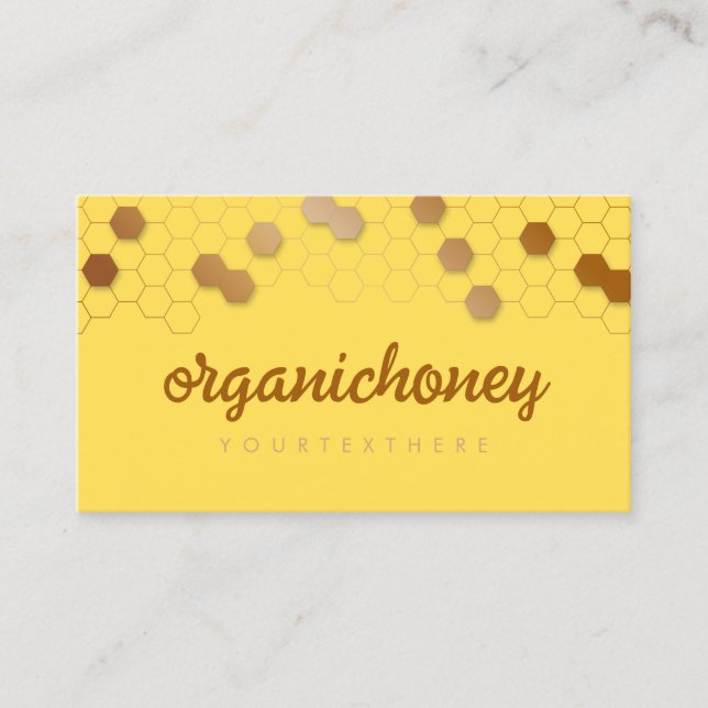 Unique Yellow Honeycomb Farm Apiary Organic Design Business Card (Front)