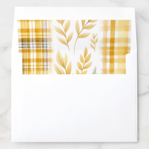 Unique Yellow Leaves and Plaid Pattern  Envelope Liner