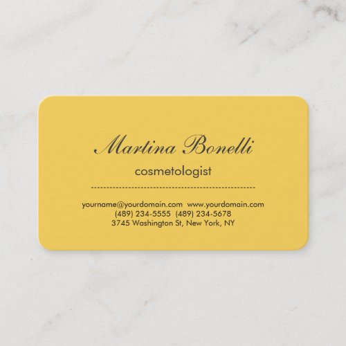 Unique yellow modern minimalist plain business card