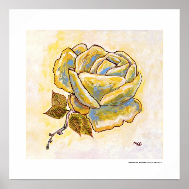 Unique Yellow Rose Flower Floral South of France Poster (Front)