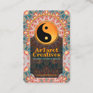 Unique Yoga Teal+Orange Mandala Yin Yang Balance Business Card